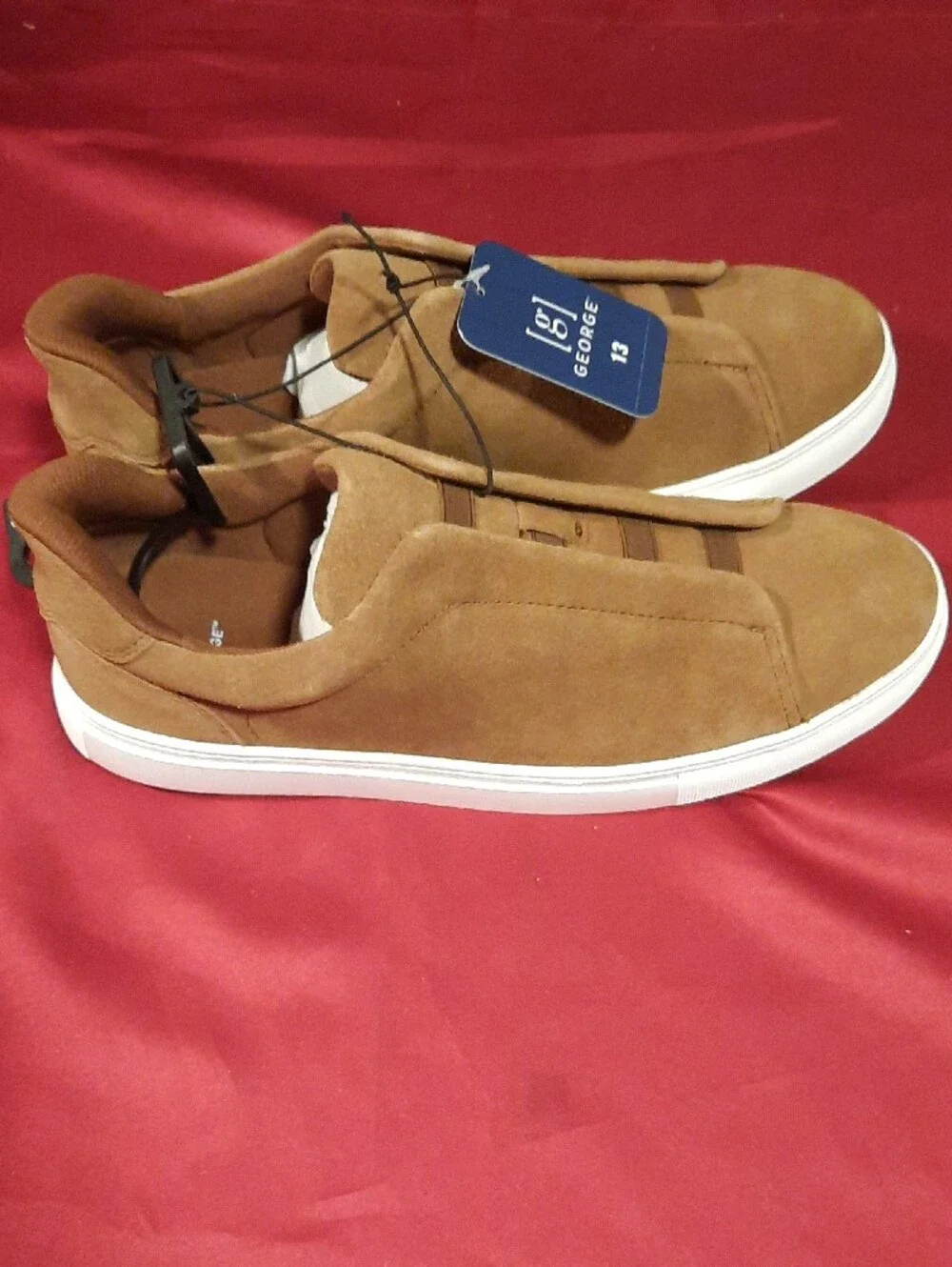 George Brown Easy On/off Slip-On Elastic Laces Leather Men’s Sneakers Size 13